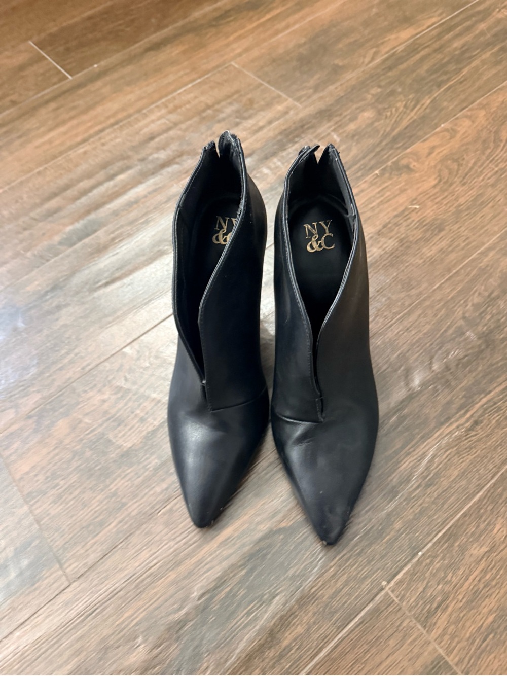 New York & Company Black Pointed V-Cut Ankle Boots - Picture 2 of 6